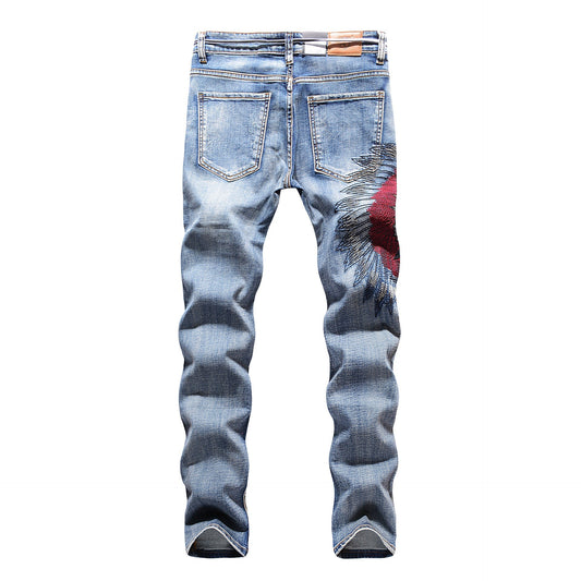 CakeBoi Embroidered Frayed Blue Jeans FLIPSTYLEZLLC