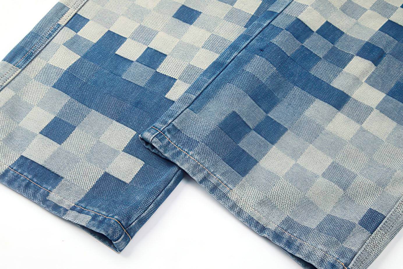 `CakeBoi – Plaid Patchwork Wide-Leg Jeans