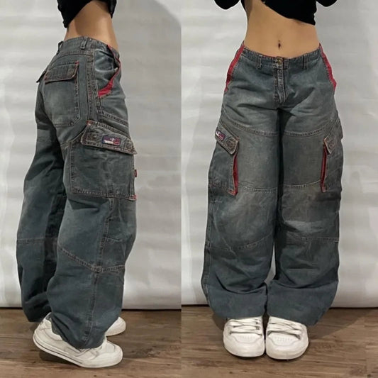 CakeBoi Unisex Y2K Multi-Pocket Baggy Jeans – Gothic Streetwear CakeBoi Apparel & CO .