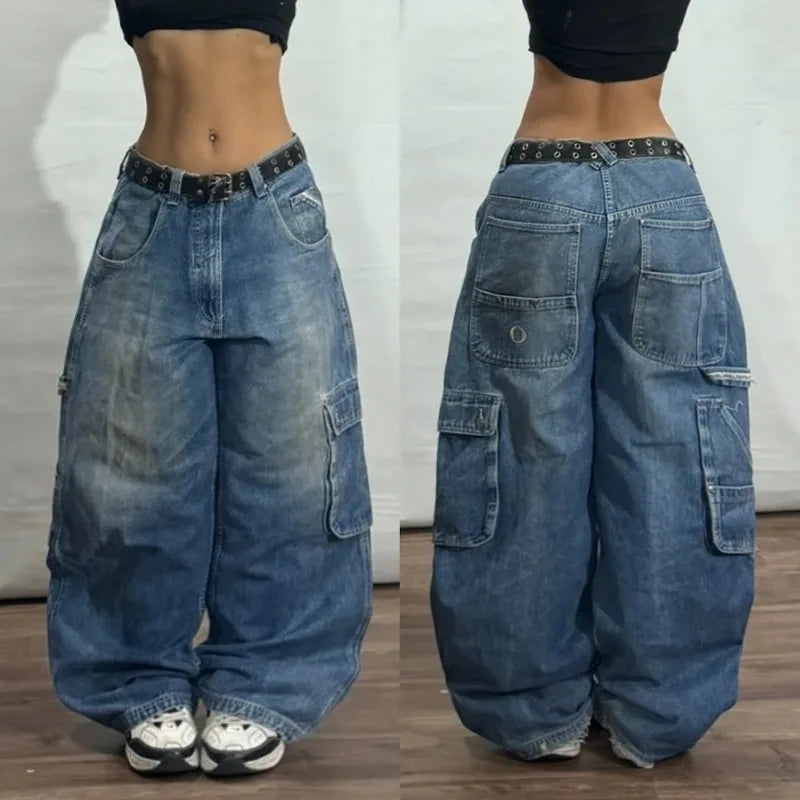 CakeBoi Unisex Y2K Multi-Pocket Baggy Jeans – Gothic Streetwear CakeBoi Apparel & CO .