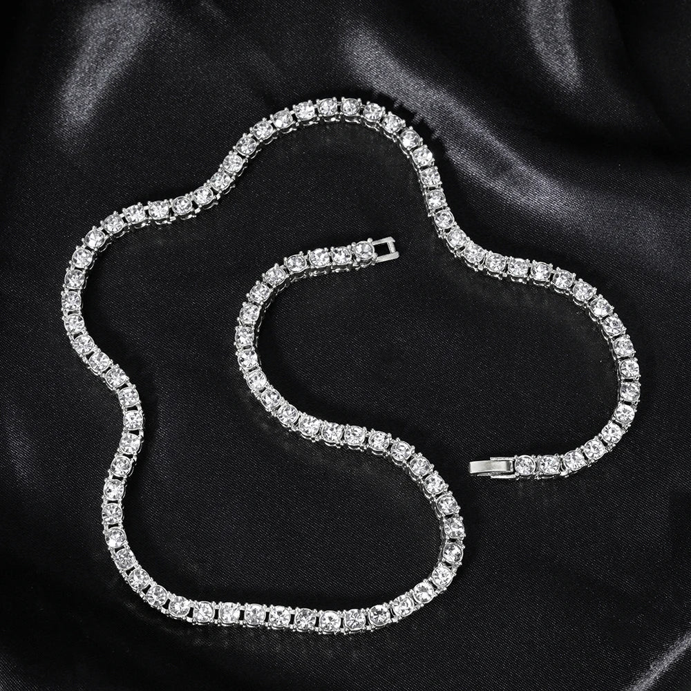 CakeBoi Iced Out Tennis Chain – Silver Necklace & Bracelet Set CakeBoi Apparel & CO.