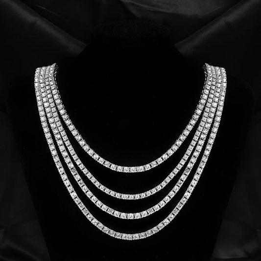 Silver necklace on a black background