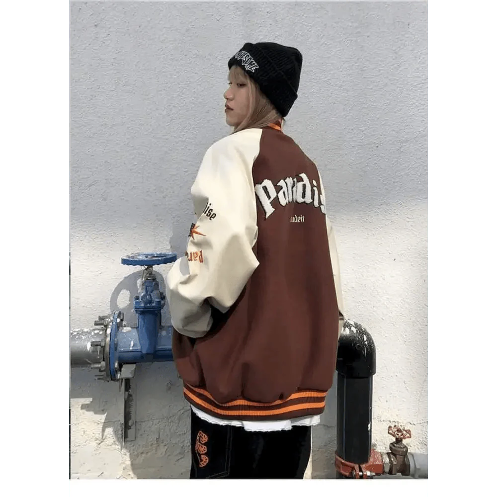 CakeBoi Color Block Patchwork Varsity Jacket – Unisex Streetwear Stevvex