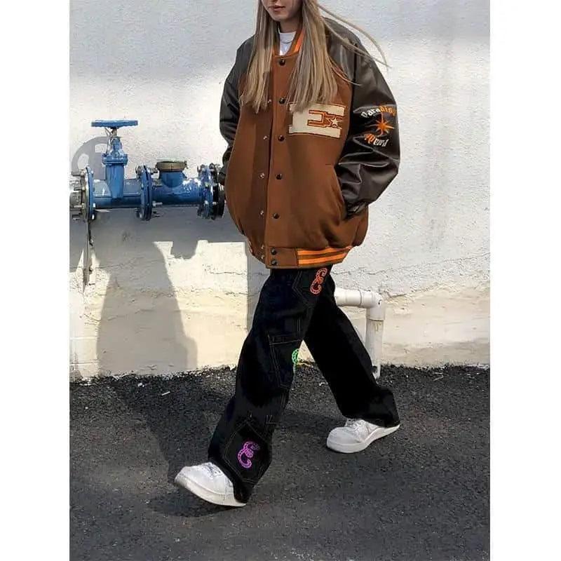 CakeBoi Color Block Patchwork Varsity Jacket – Unisex Streetwear Stevvex