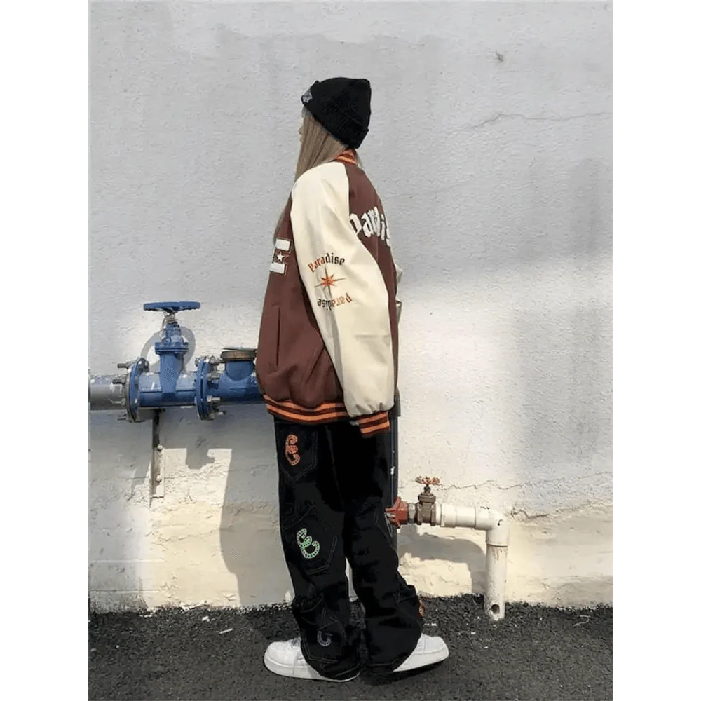 CakeBoi Color Block Patchwork Varsity Jacket – Unisex Streetwear Stevvex