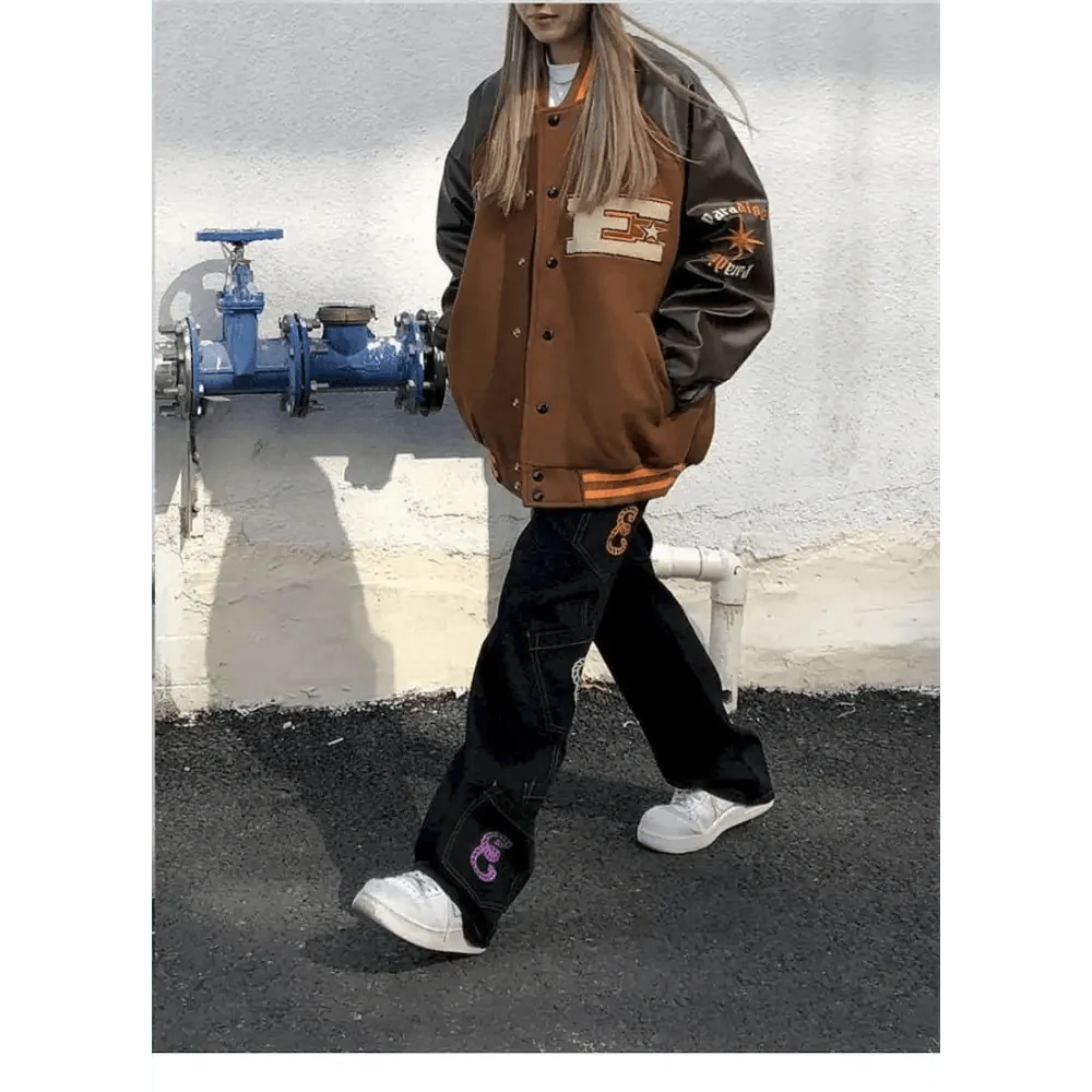 CakeBoi Color Block Patchwork Varsity Jacket – Unisex Streetwear Stevvex