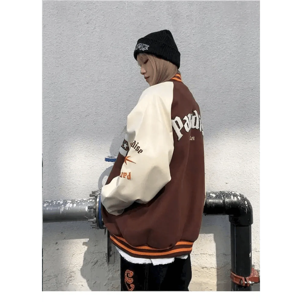 CakeBoi Color Block Patchwork Varsity Jacket – Unisex Streetwear Stevvex