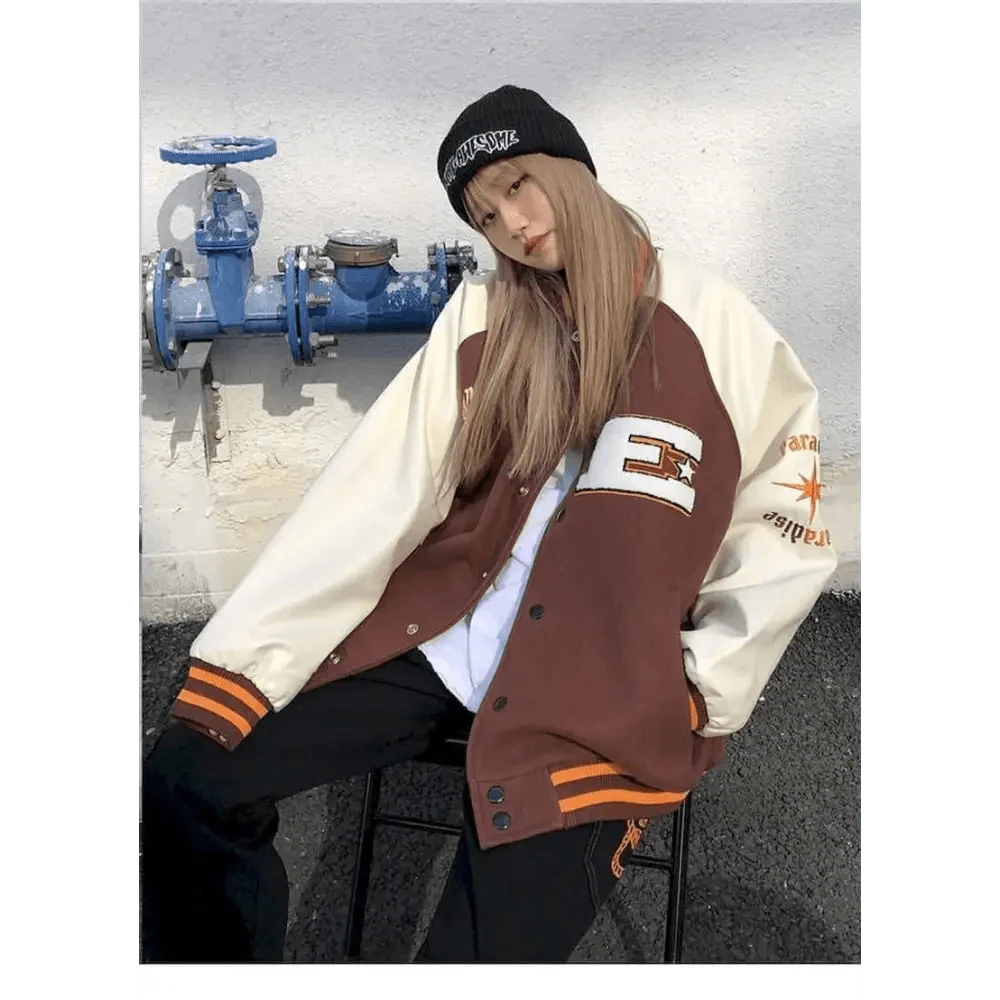 CakeBoi Color Block Patchwork Varsity Jacket – Unisex Streetwear Stevvex