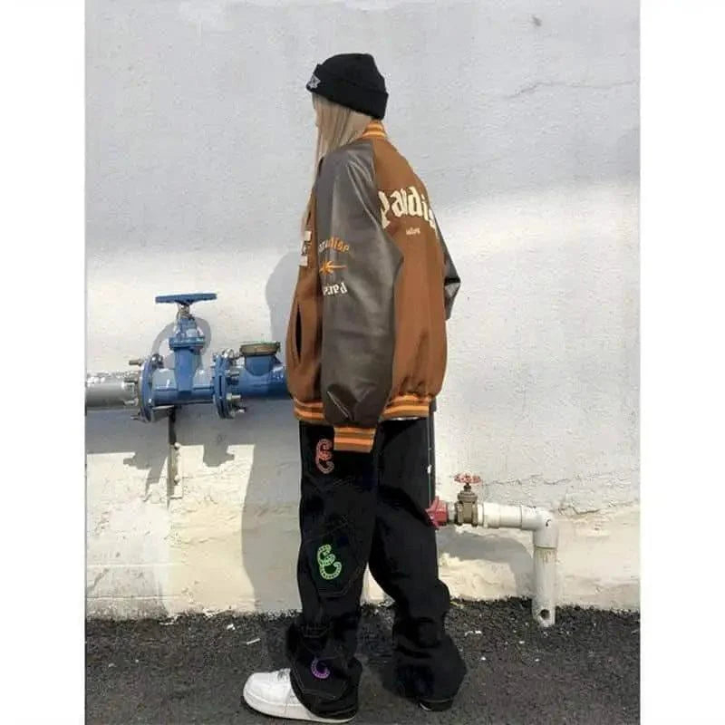 CakeBoi Color Block Patchwork Varsity Jacket – Unisex Streetwear Stevvex