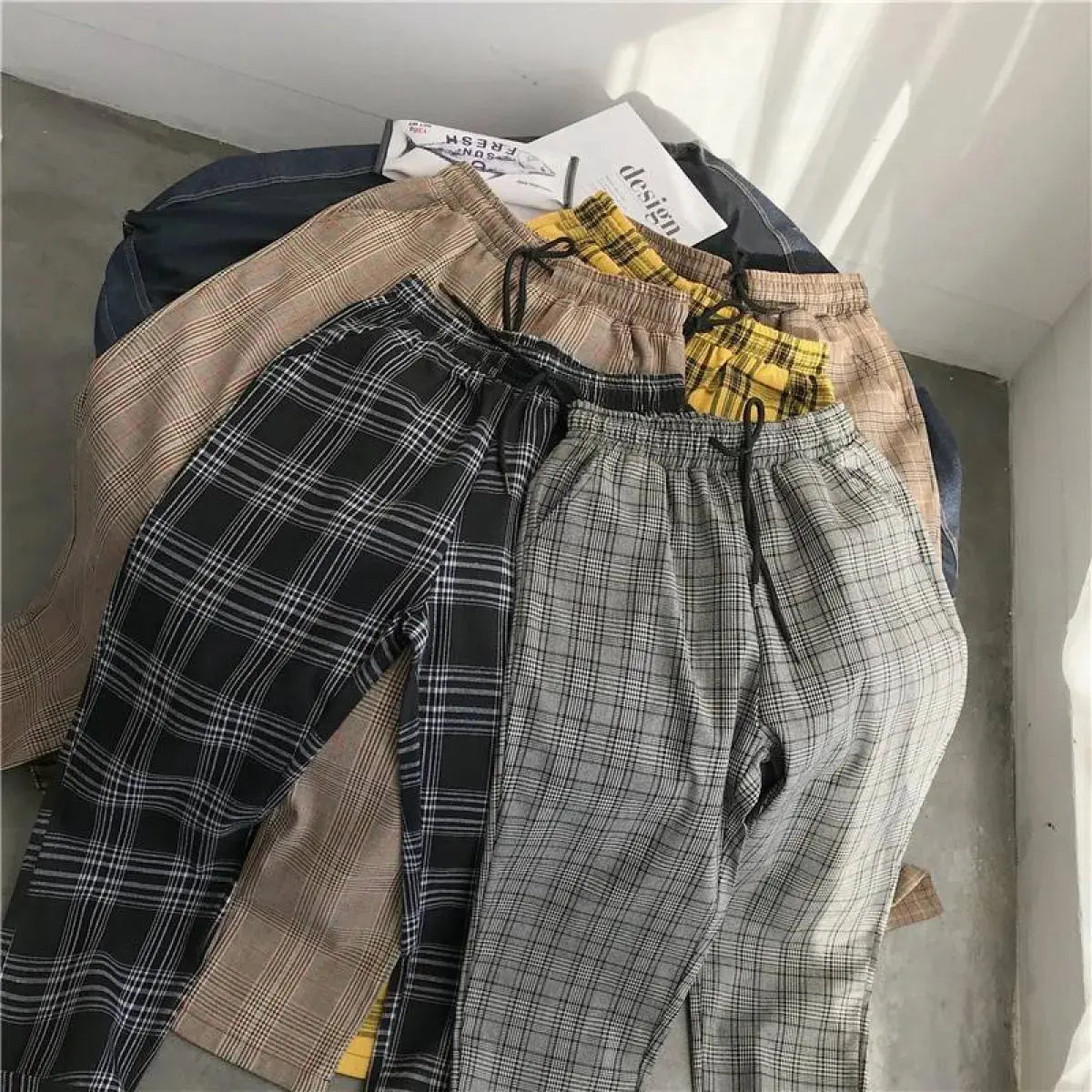 `CakeBoi – Women's High Waist Plaid Pants