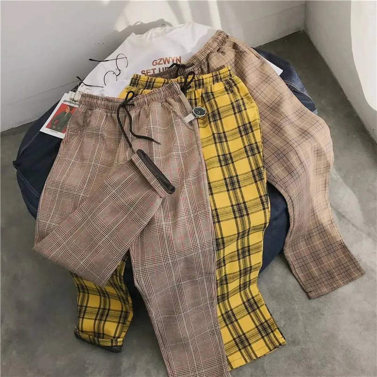 `CakeBoi – Women's High Waist Plaid Pants